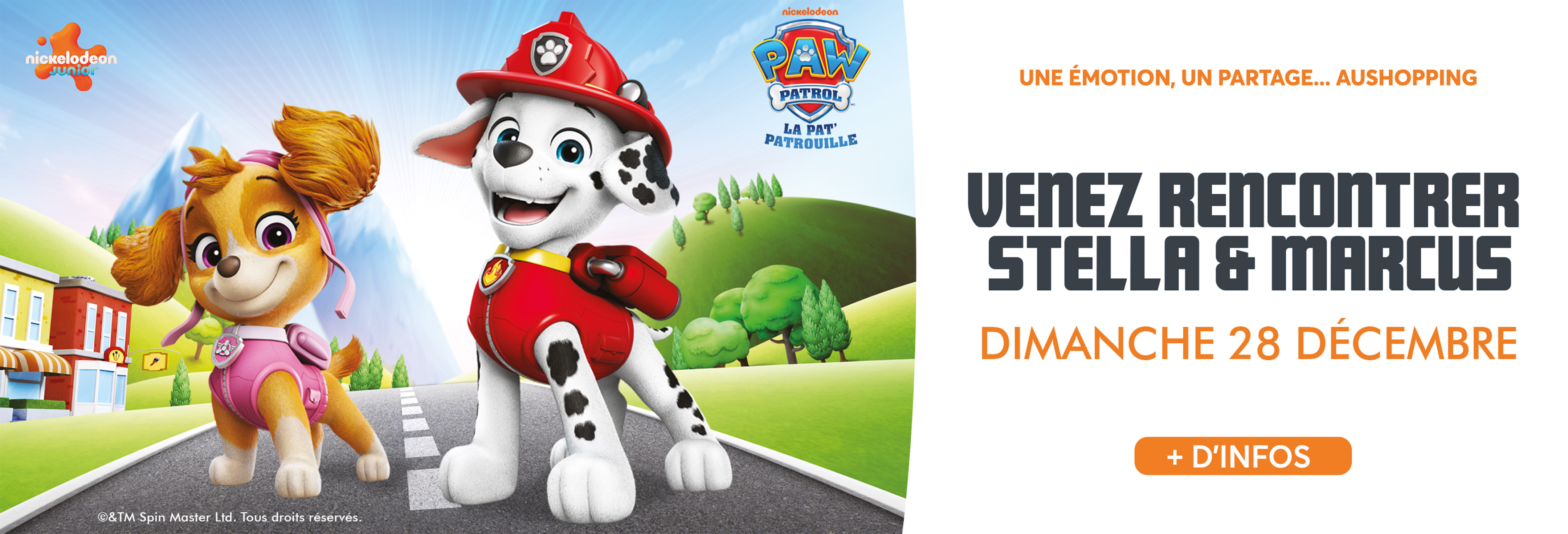 Venez rencontrer Stella & Marcus de la pat patrouille le dimanche 28 décembre dans votre centre commercial aushopping Blois Vineuil