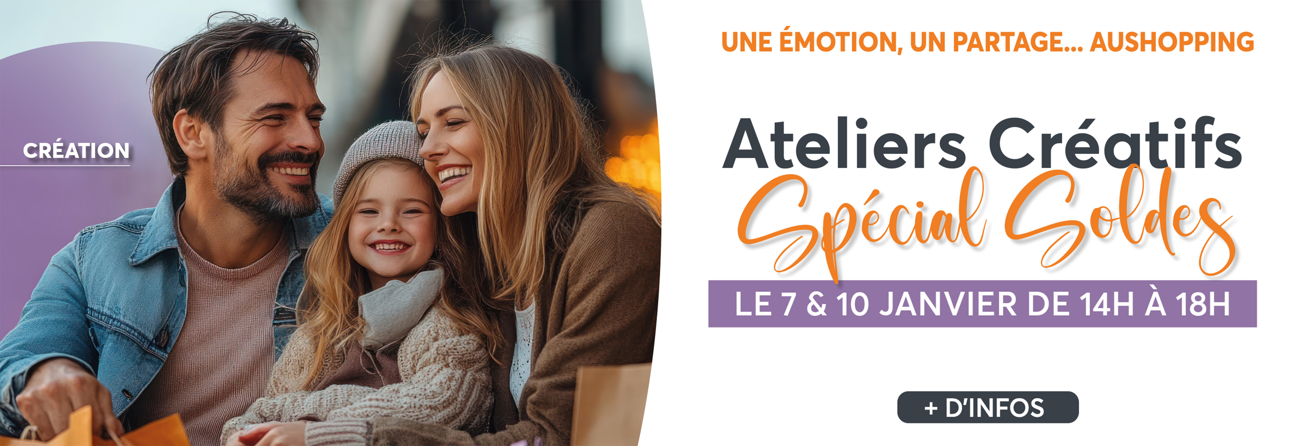 Profitez d'ateliers créatifs spécial soldes le 7 et 10 janvier 2026 dans votre centre commercial Aushopping Blois Vineuil
